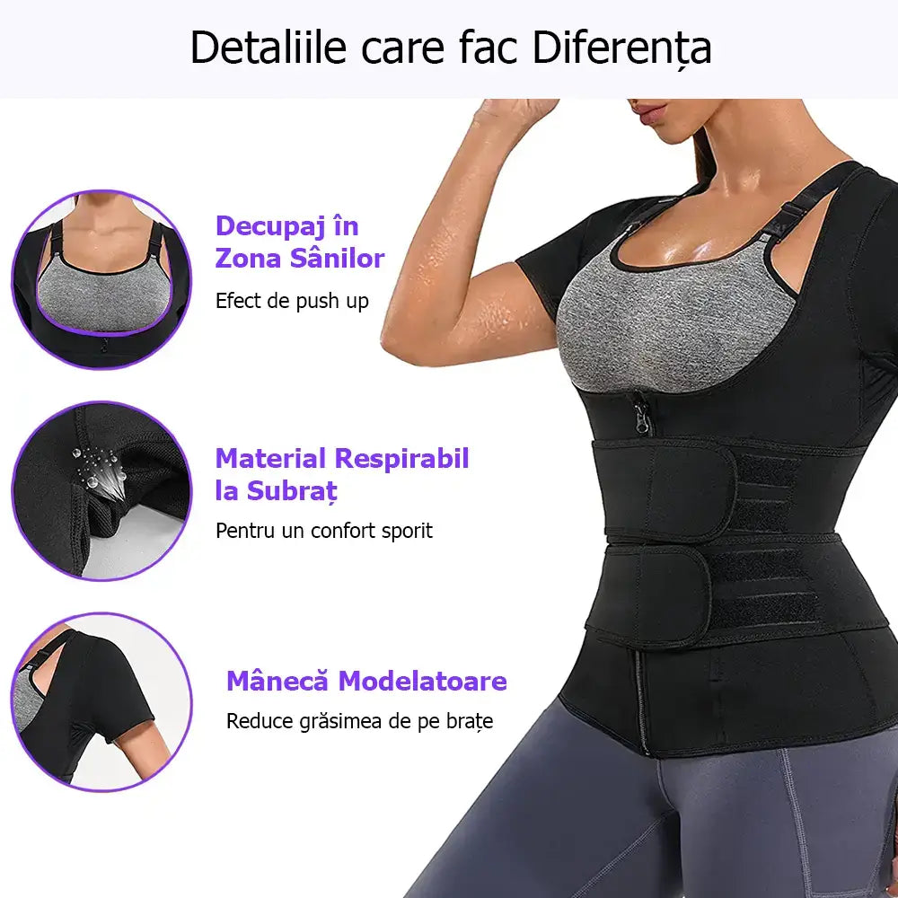 Pachet 2 corsete-vesta modelatoare pentru slabit din neopren GYMEX Premium #5 - Poza 3