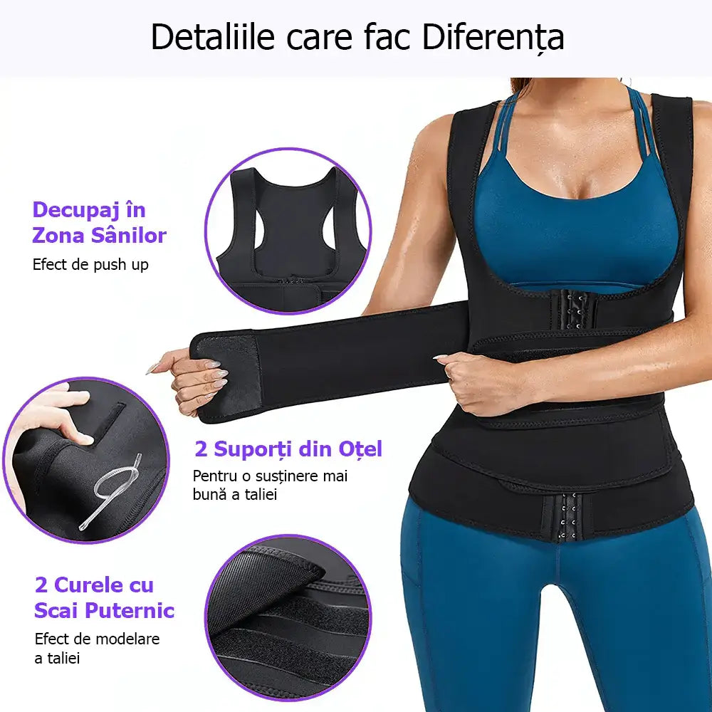 Pachet 2 corsete-vesta modelatoare pentru slabit din neopren GYMEX Pro #2 - Poza 3